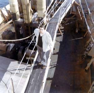 Don Allen next to Radio Caroline's mast