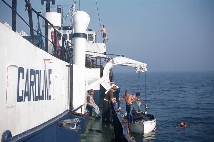 swimming off the mv Mi Amigo