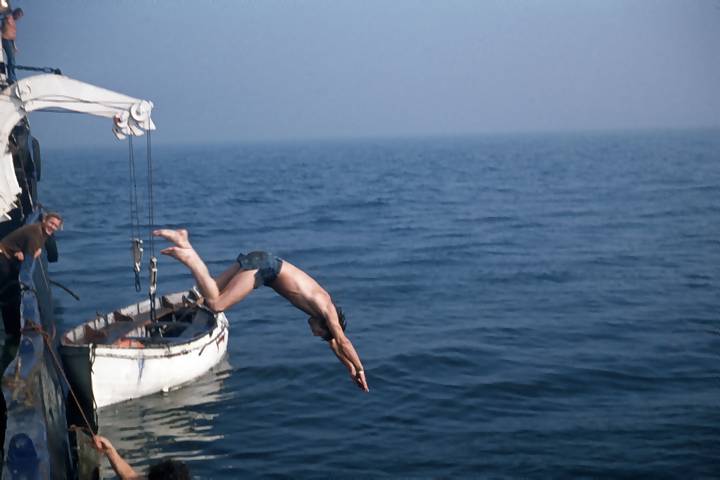 swimming off the mv Mi Amigo