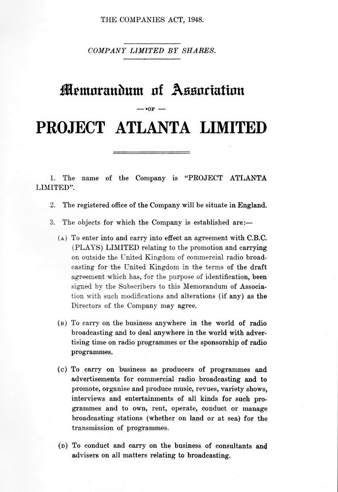 Articles of Association - first page