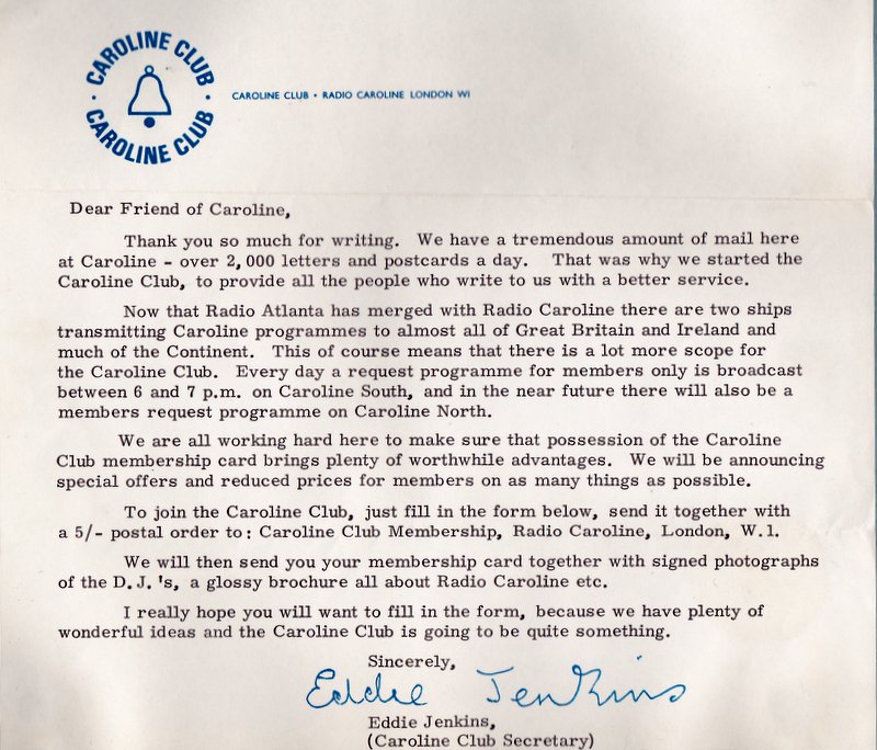 letter from the Caroline Club