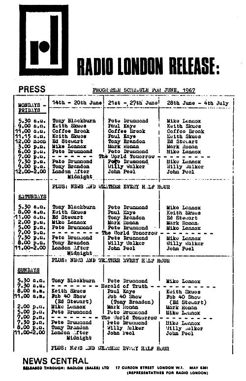 Radio London programme schedule