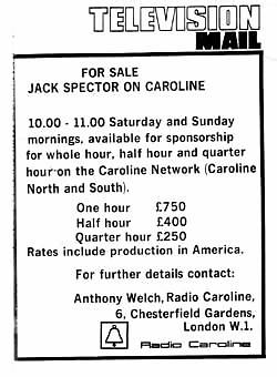 press advert for Jack Spector sponsors