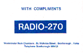 Radio 270 compliments slip