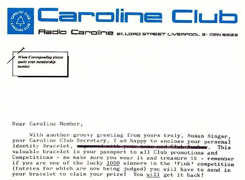 Caroline Club identity bracelet letter