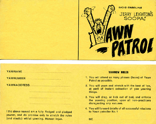 Jerry Leighton yawn patrol card