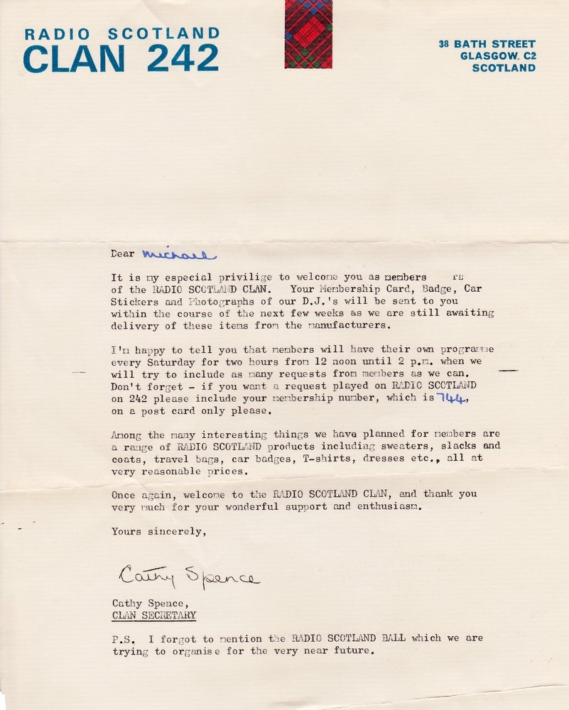 Welcome to the Radio Scotland Clan letter