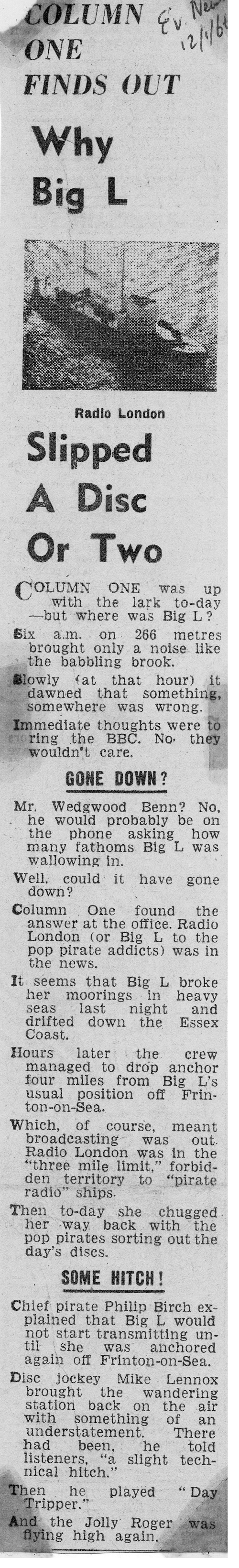 Evening News cutting