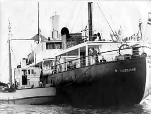 The tender alongside the Fredericia, 1966