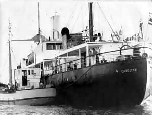 The tender alongside the Fredericia, 1966