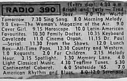 Radio 390 programme schedule